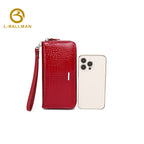 Patent Crocodile Embossed Leather Women'S Long Zipper Wallet With Wrist Strap And Multi Card Slots For Daily Use, Wholesale Custom, 6012#