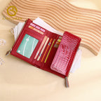 Patent Crocodile Embossed Leather Women'S Trifold Wallet With Multi Card Slots And Zipper Coin Pocket For Daily Casual Use, Wholesale Custom, 3929QP#