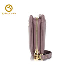 Wholesale Custom leather women long wallet smooth genuine leather multi zipper pockets wristlet phone pocket daily shopping travel purse 506#