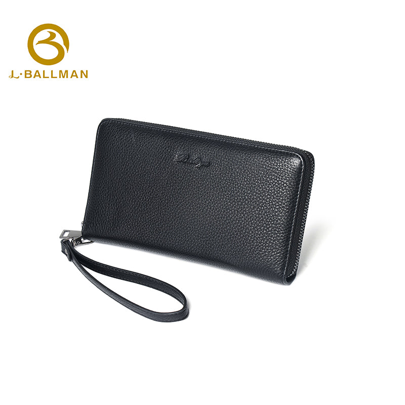 Genuine Leather Men'S Long Zip Around Clutch Bag With Detachable Wrist Strap And Large Capacity For Business Daily Use, Wholesale Custom, 6305#