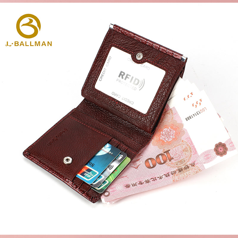 Wholesale Custom leather women short wallet patent leather crocodile pattern multi card slots purse 115#