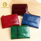 Patent Crocodile Embossed Leather Women'S Trifold Wallet With Multi Card Slots And Zipper Coin Pocket For Daily Casual Use, Wholesale Custom, 3929QP#