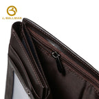 Genuine Leather Men'S Trifold Wallet With Snap Button, Multiple Clear Id Windows And Zipper Coin Pocket For Business Daily Use, Wholesale Custom, E60277#