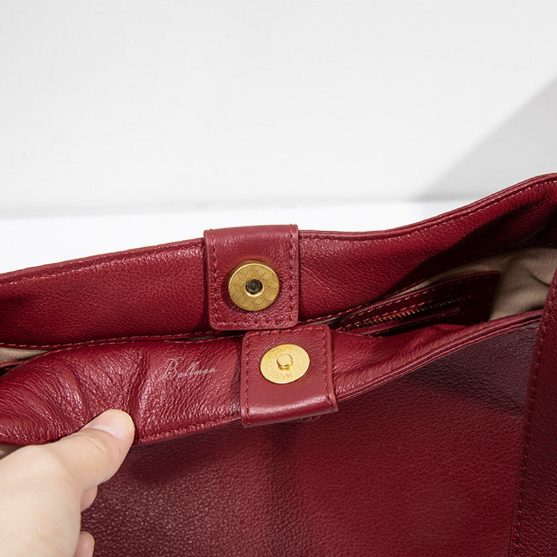 Wholesale Custom Full‑Grain Leather Hobo Bag Snap Button Flap Sophisticated Daily Crossbody Shoulder Bag H98055