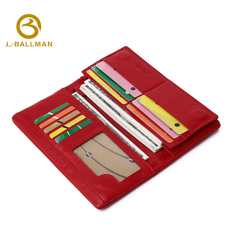 Leather Long Wallet with Zipper Pocket Multi Card Slots ID Window OEM ODM Custom Wholesale Manufacturer 1659#