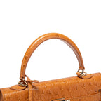 Wholesale Custom Ostrich Leather Kelly Style Handbag Premium Ostrich Skin Turn?Lock Hardware Top Handle BK003