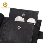 Genuine Leather Men'S Bifold Wallet With Snap Button And Multiple Clear Id Windows For Business Daily Use, Wholesale Custom, F055