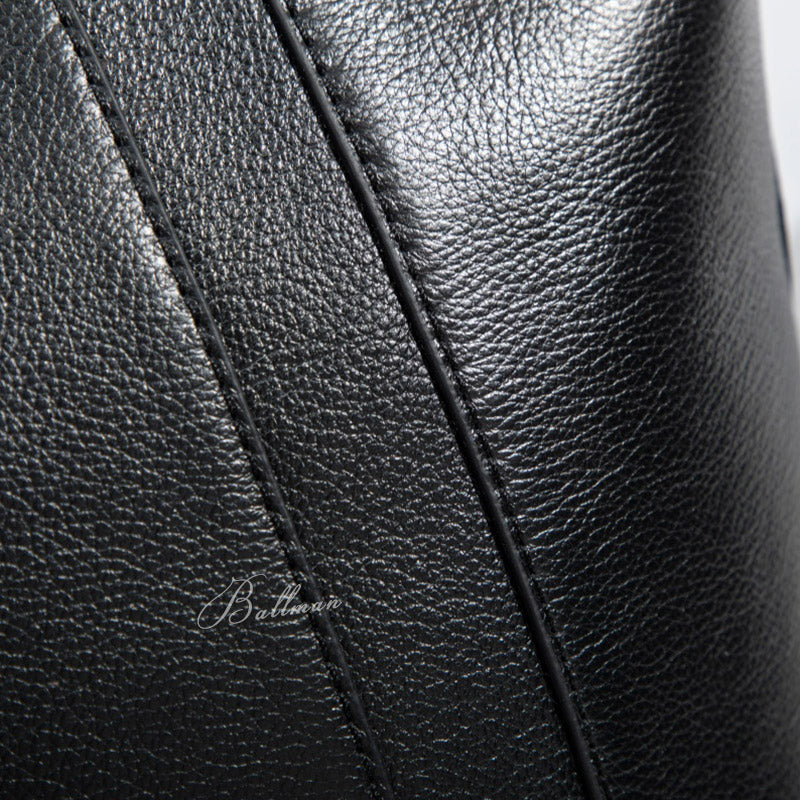 Wholesale Custom Full‑Grain Leather Tote Bag Large Capacity Gold Lock Hardware Long Top Handles Elegant Office Work Handbag H98068
