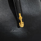 Wholesale Custom Full‑Grain Leather Tote Bag Large Capacity Gold Lock Hardware Long Top Handles Elegant Office Work Handbag H98068