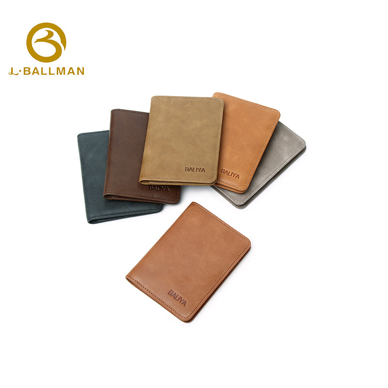 Vintage Crazy Horse Leather Card Holder, Multi Card Slots With Id Window, For Daily Business Use, Custom Wholesale G038