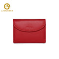 Short leather wallet with snap button flap, multi card slots, bill compartment and ID window, OEM ODM custom wholesale 1687#