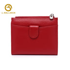 Short leather wallet with zipper coin pocket, snap button, multi card slots and ID window, OEM ODM custom wholesale 1688#