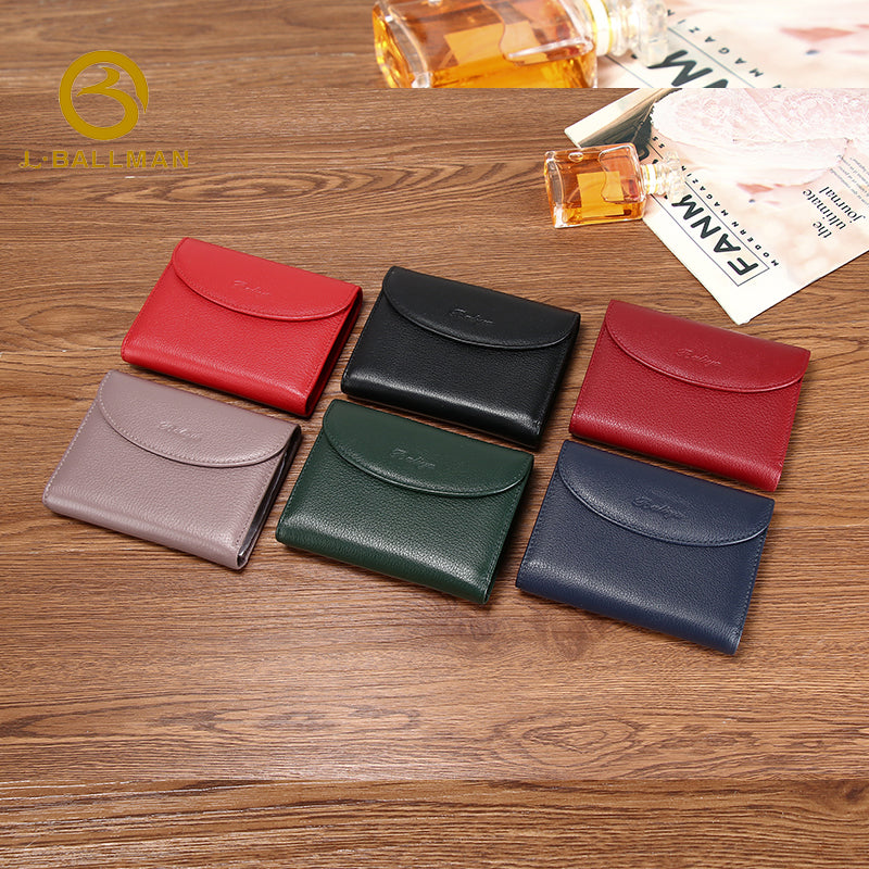 Short Leather Wallet with Snap Button Flap Multi Card Slots Bill Compartment ID Window OEM ODM Custom Wholesale Manufacturer 1687#