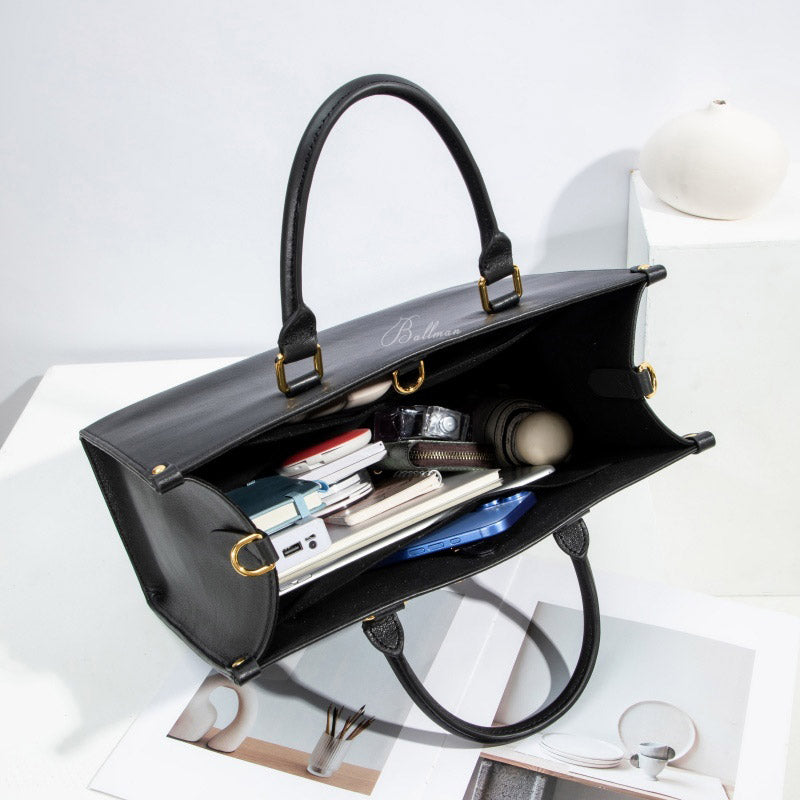 Wholesale Custom Leather Business Tote Bag Large Capacity Top Handle Detachable Adjustable Shoulder Strap H98016
