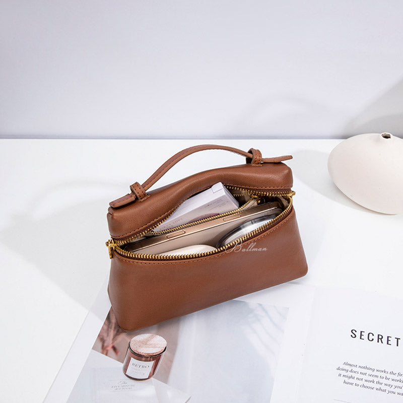 Wholesale Custom Leather Box Mini Crossbody Bag Double Zipper Small Handbag H98040