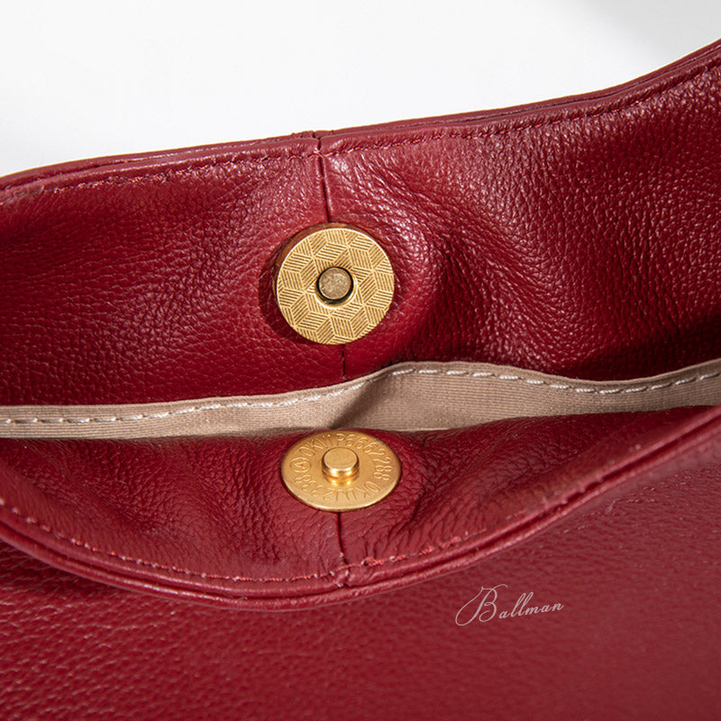 Wholesale Custom Full‑Grain Leather Hobo Bag Large Capacity Soft Slouchy Curved Opening Wide Shoulder Strap Elegant Work Shoulder Bag H98058
