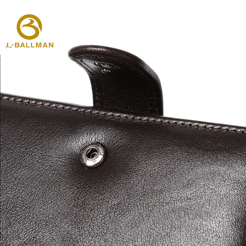 Genuine Leather Men'S Trifold Wallet With Snap Button, Multiple Clear Id Windows And Zipper Coin Pocket For Business Daily Use, Wholesale Custom, E60277#