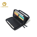 Genuine Leather Men'S Double Zip Around Clutch Bag With Separate Card Slots And Dual Compartment Large Capacity For Business Daily Use, Wholesale Custom, 6309#