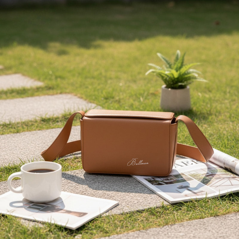 Wholesale Custom Leather Crossbody Bag, Rectangular Shape, Magnetic Flap, Adjustable Wide Strap, H98079