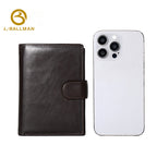 Genuine Leather Men'S Trifold Wallet With Snap Button, Multiple Clear Id Windows And Zipper Coin Pocket For Business Daily Use, Wholesale Custom, E60277#