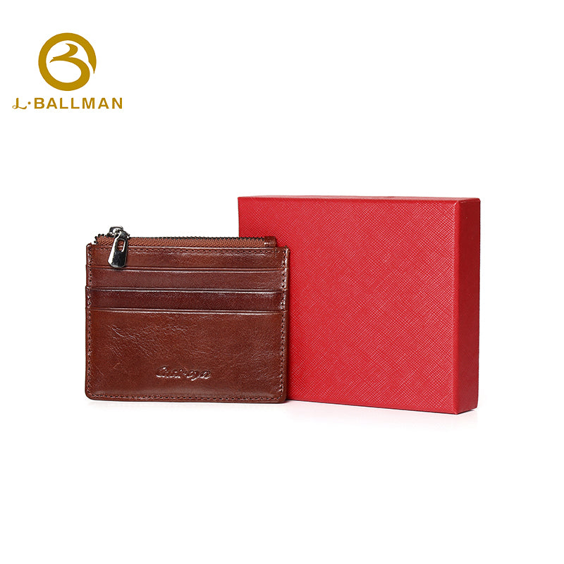 Leather Card Holder with Zipper Coin Pocket OEM ODM Custom Wholesale Manufacturer 1649#