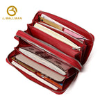 Women Long Genuine Leather Wallet Full Zip Around Multi Compartments Wristlet Strap 1101 Wholesale Custom