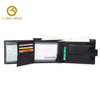 Men Short Genuine Leather Wallet Bifold Id Window Multi Card Slots Coin Pocket Snap Closure 209# Wholesale Custom