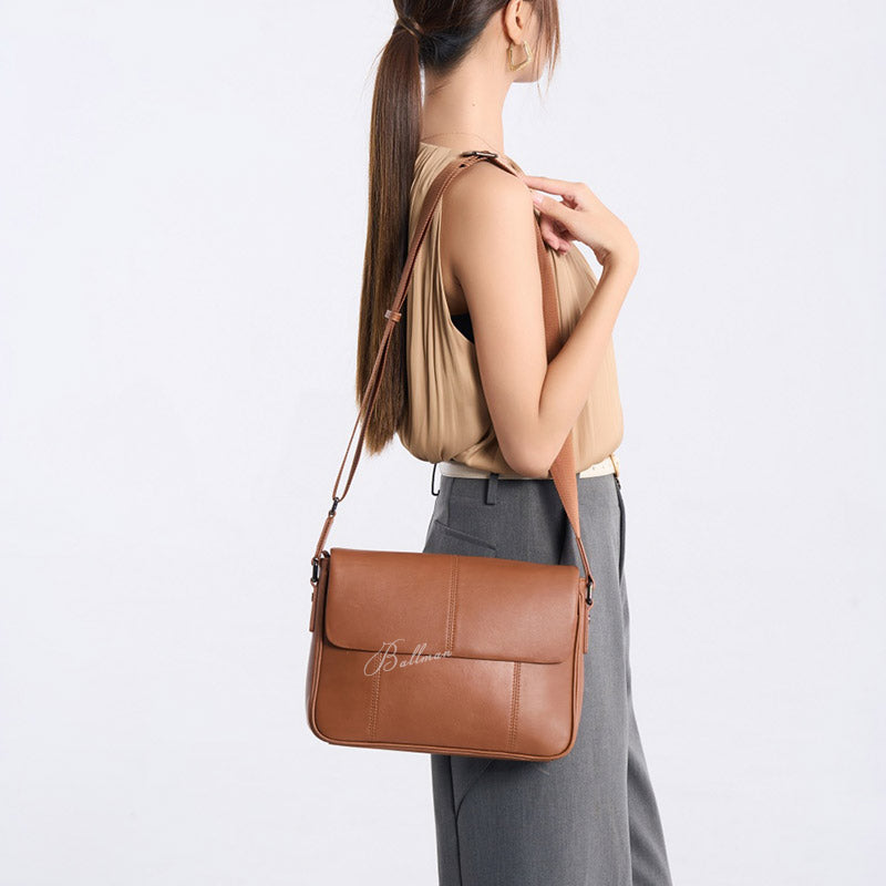 Wholesale Customizable Leather Flap Messenger Bag Adjustable Shoulder Strap Business Crossbody Bag H98033