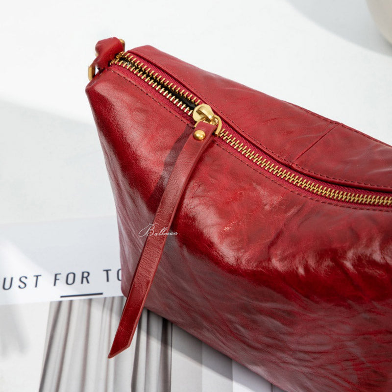 Wholesale Customizable Leather Crinkled Texture Hobo Bag Zipper Closure Adjustable Strap Crossbody Bag H98037