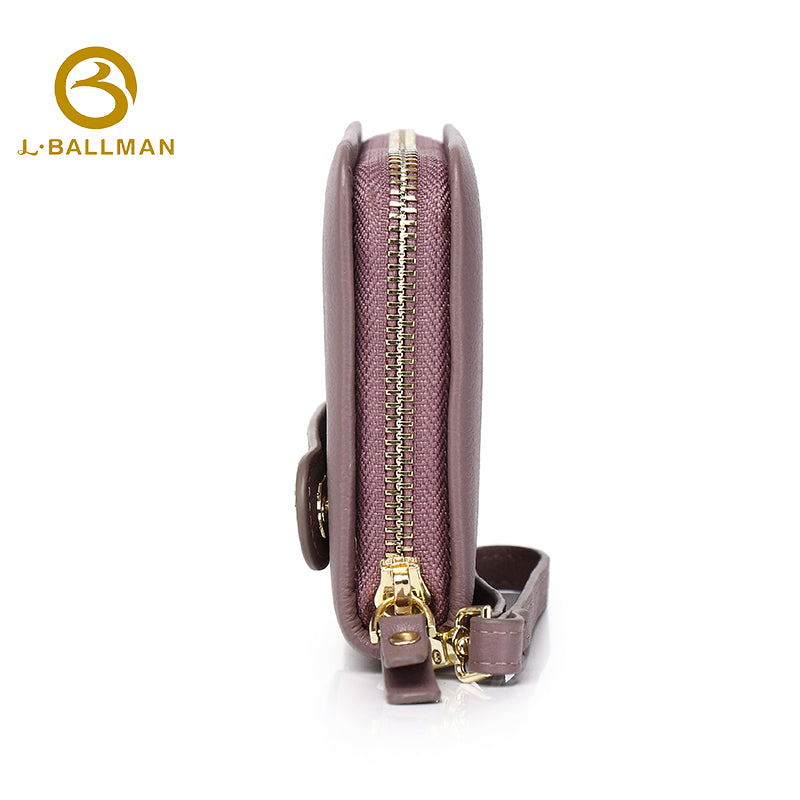 Wholesale Custom leather women long wallet genuine leather zipper around wristlet wallet phone pocket multi card slots daily shopping travel purse 502B