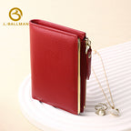 Genuine Leather Women'S Small Bifold Wallet With Zipper Coin Pocket For Daily Carry, Wholesale Custom, 3931#