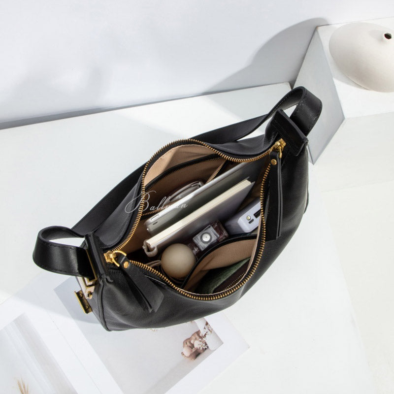 Wholesale Custom Leather Hobo Bag, Gold Hardware, Large Capacity Shoulder Bag, H98078