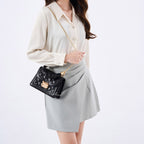 Wholesale Customizable Leather Quilted Handbag Ruched Top Handle Chain Crossbody Bag h98025