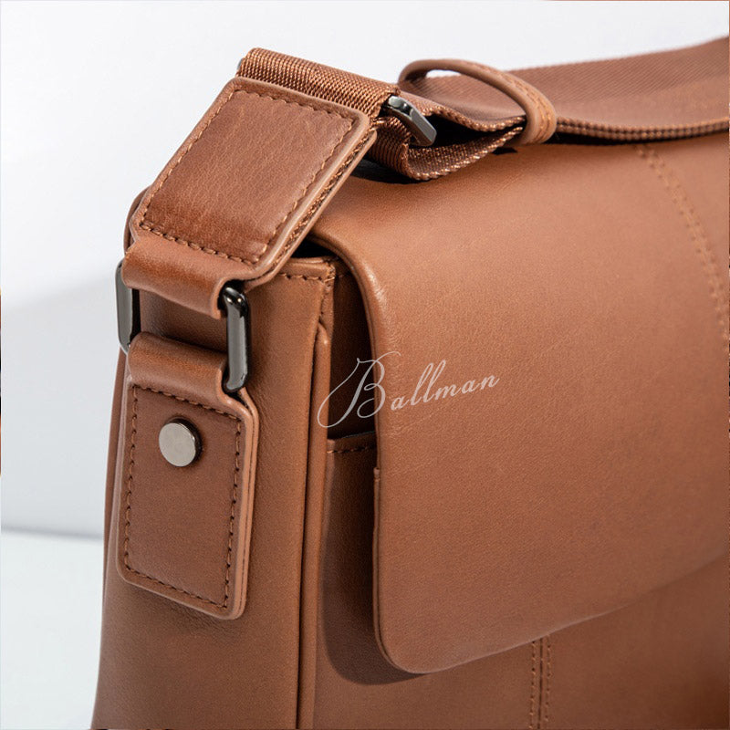 Wholesale Customizable Leather Flap Messenger Bag Adjustable Shoulder Strap Business Crossbody Bag H98033