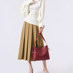 Wholesale Custom Full‑Grain Leather Hobo Bag Snap Button Flap Sophisticated Daily Crossbody Shoulder Bag H98055