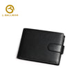 Leather bifold wallet with snap button closure, multi card slots, bill compartment and ID window, OEM ODM custom wholesale 2647