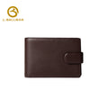 Leather bifold wallet with snap button closure, multi card slots, bill compartment and ID window, OEM ODM custom wholesale 2649#