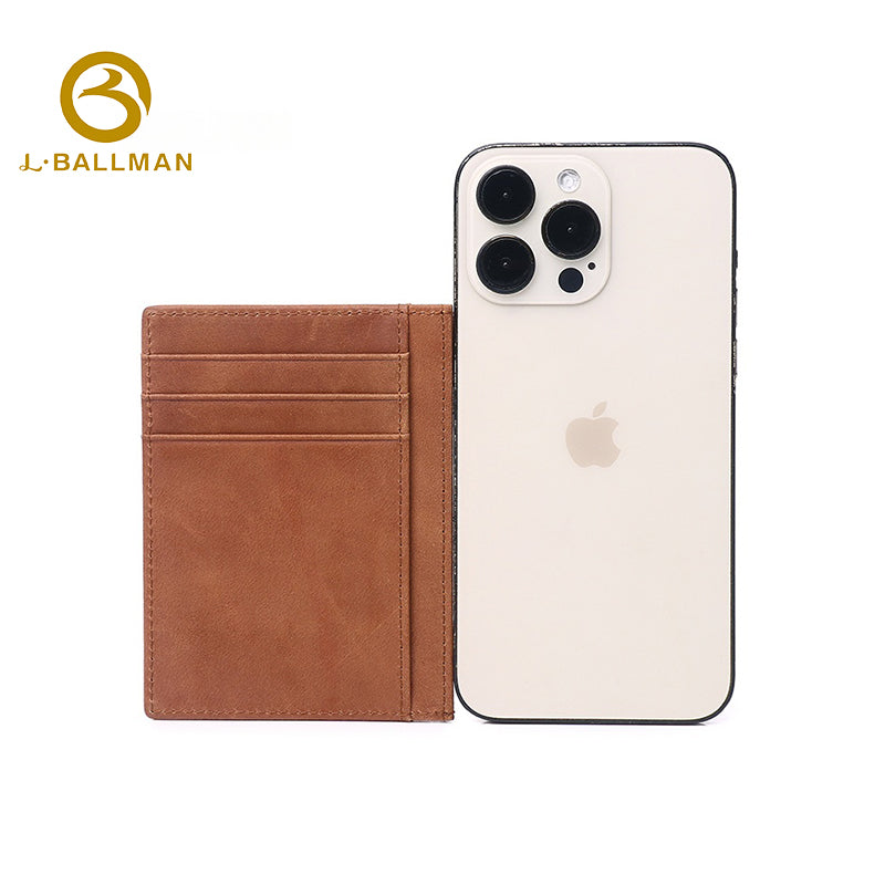 Crazy Horse Leather Slim Card Holder With Clear Id Window And Multi Card Slots For Daily Carry, Wholesale Custom, G026A