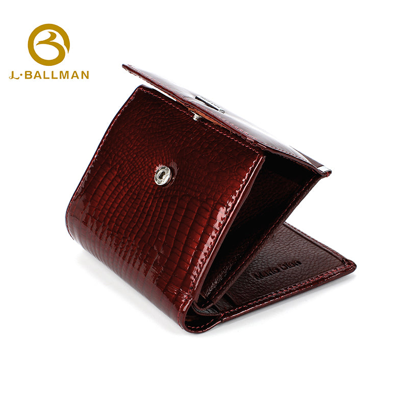 Wholesale Custom leather women short wallet patent leather crocodile pattern multi card slots purse 115#