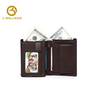 Leather Bifold Wallet with Zipper Coin Pocket Multi Card Slots ID Window Bill Compartment OEM ODM Custom Wholesale Manufacturer 2646#