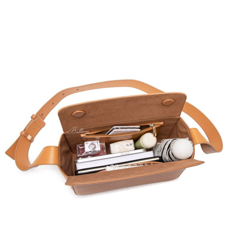 Wholesale Custom Leather Crossbody Bag, Rectangular Shape, Magnetic Flap, Adjustable Wide Strap, H98079