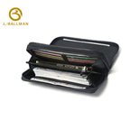 Genuine Leather Men'S Double Zip Around Clutch Bag With Separate Card Slots And Dual Compartment Large Capacity For Business Daily Use, Wholesale Custom, 6309#