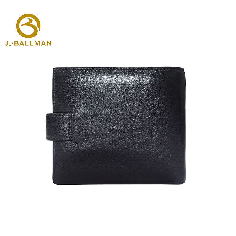 Wholesale Custom leather men short wallet soft smooth genuine leather photo window snap button multi card slots daily business travel purse 242#