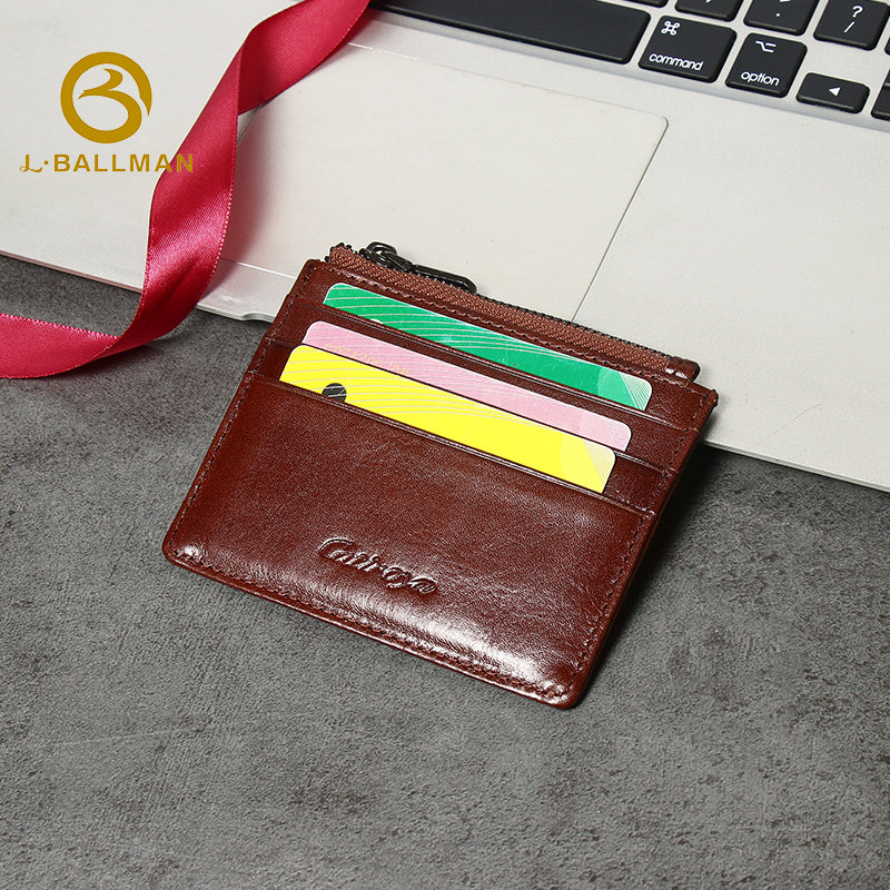 Leather Card Holder with Zipper Coin Pocket OEM ODM Custom Wholesale Manufacturer 1649#