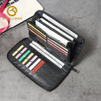 Genuine Leather Men'S Long Zip Around Clutch Bag With Detachable Wrist Strap And Large Capacity For Business Daily Use, Wholesale Custom, 6305#