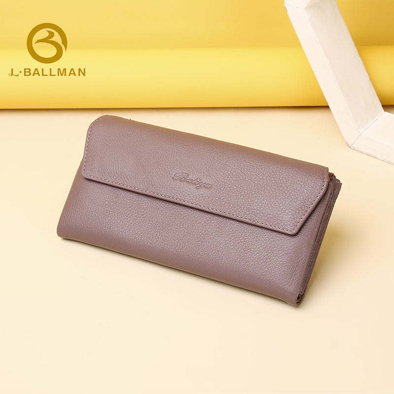 Leather long wallet with zipper closure, flap, multi card slots, ID window and bill compartment, OEM ODM custom wholesale 3929-2