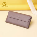 Leather long wallet with zipper closure, flap, multi card slots, ID window and bill compartment, OEM ODM custom wholesale 3929-2
