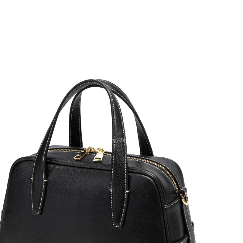 Genuine Leather Boston Handbag, Dual Top Handles Detachable Strap For Work Daily Travel | 8108-27# Custom Logo ODM OEM Wholesale
