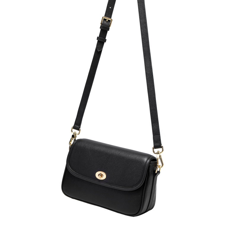 Genuine Leather Flap Crossbody Bag, Detachable Adjustable Strap For Daily Commute & Casual Outing 8108-24# | Custom Logo ODM OEM Wholesale