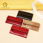Women Long Patent Leather Wallet Crocodile Embossed Fold Over Front Zip Pocket Multi Card Slots 504 Wholesale Custom
